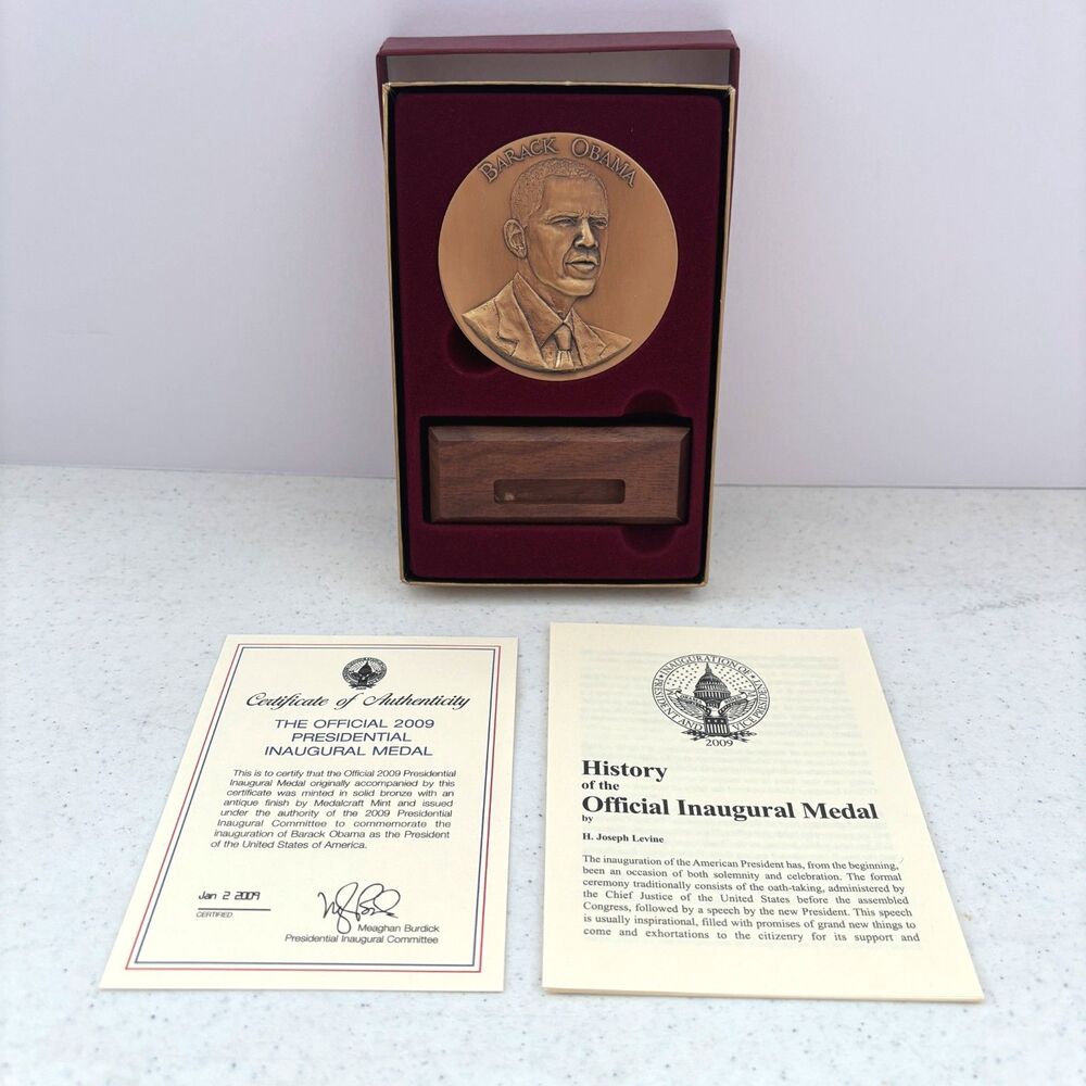 Official 2009 Presidential Inaugural Medal Barack Obama Includes COA